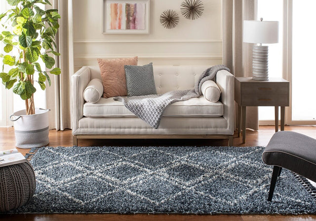 Safavieh Pro Lux Shag Plx432L Cream / Blue Rugs.