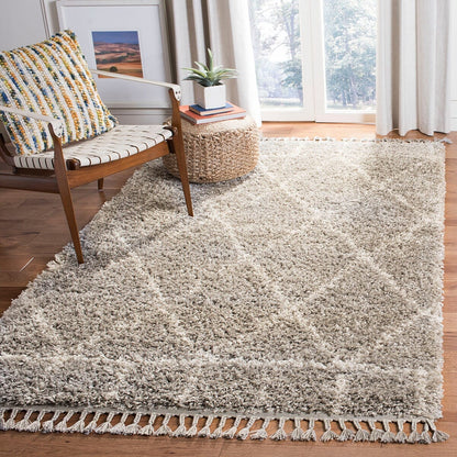 Safavieh Pro Lux Shag Plx433F Grey / Cream Moroccan Area Rug