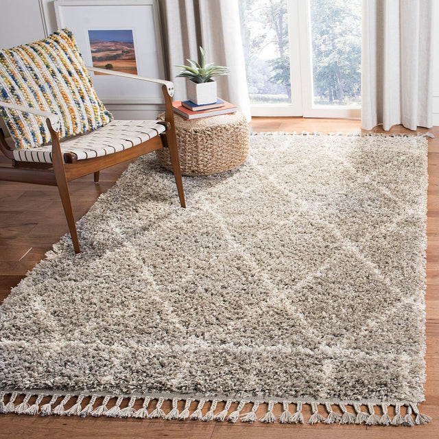 Safavieh Pro Lux Shag Plx433F Grey / Cream Rugs.