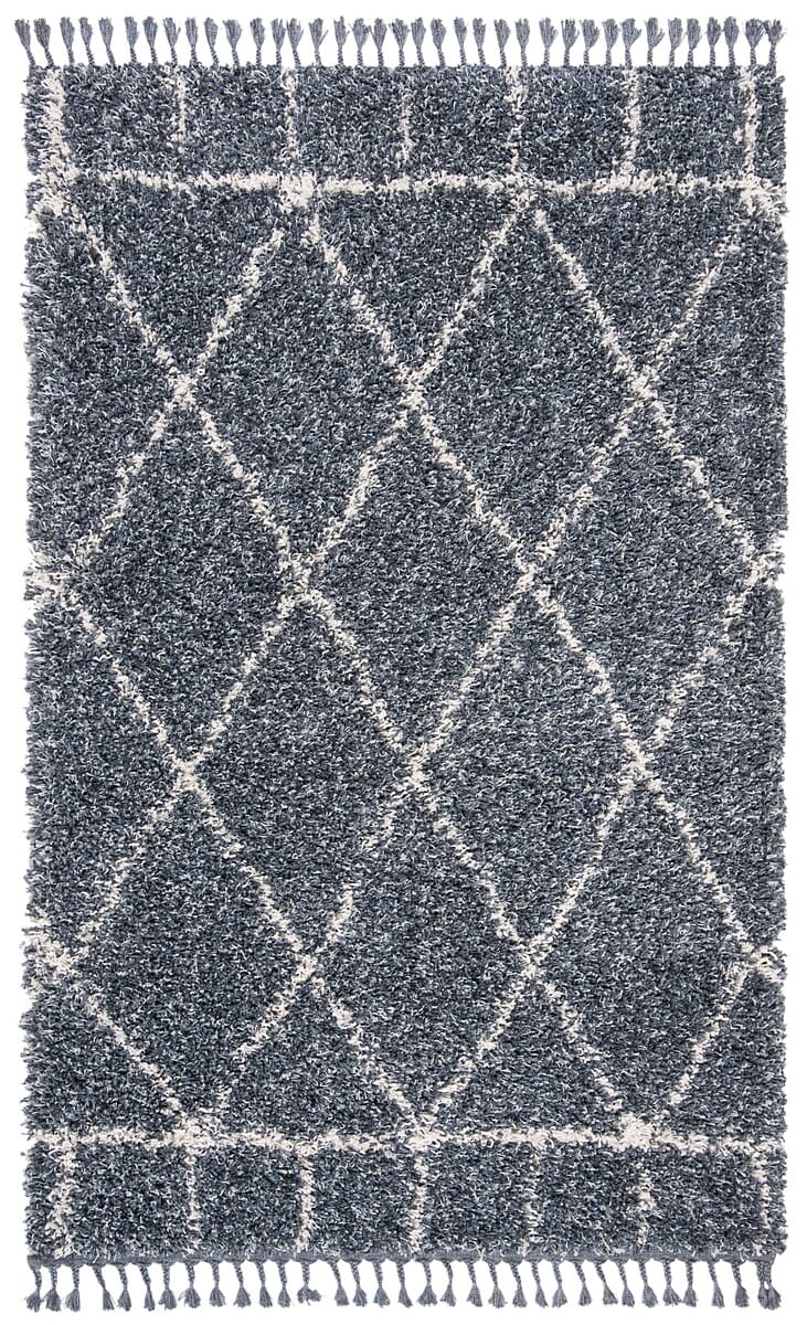 Safavieh Pro Lux Shag Plx433L Cream / Blue Moroccan Area Rug