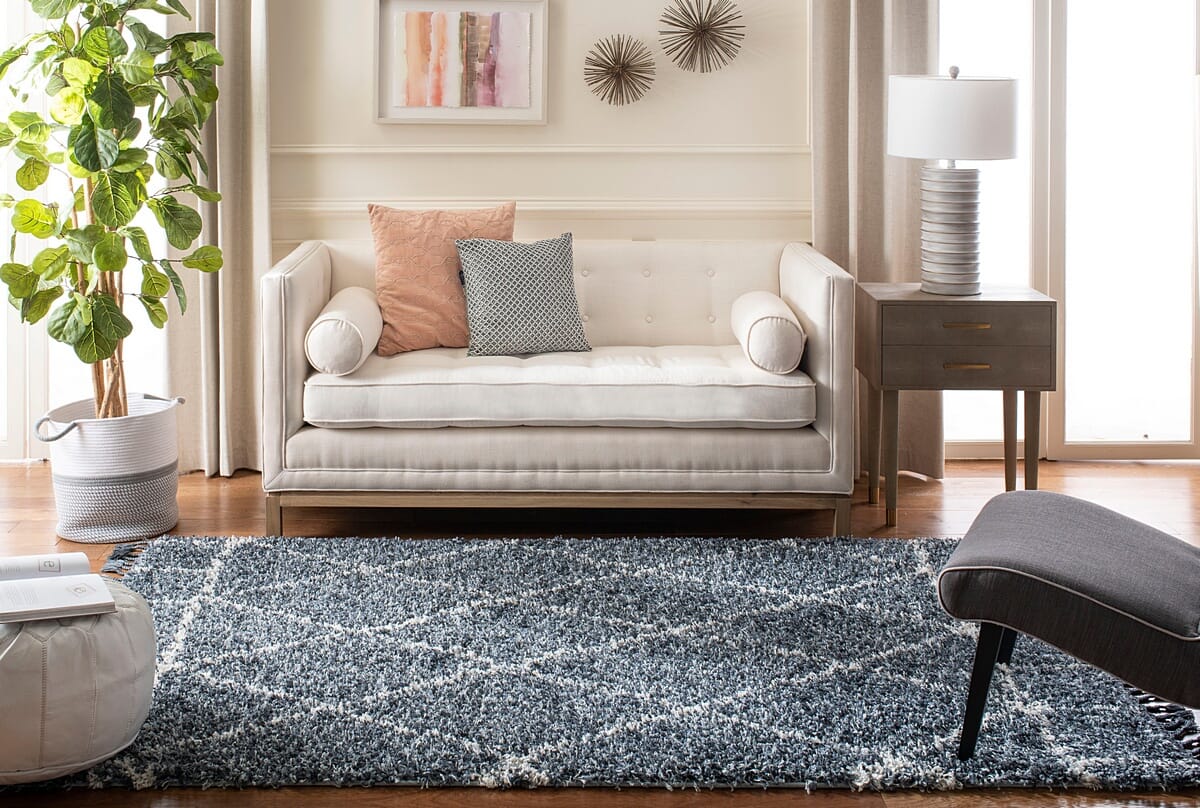 Safavieh Pro Lux Shag Plx433L Cream / Blue Rugs.