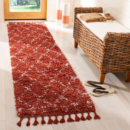 Safavieh Pro Lux Shag Plx433P Rust / Creme Moroccan Area Rug