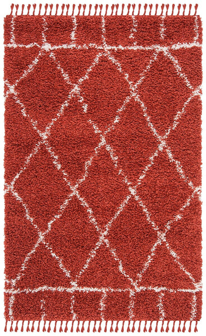 Safavieh Pro Lux Shag Plx433P Rust / Creme Moroccan Area Rug