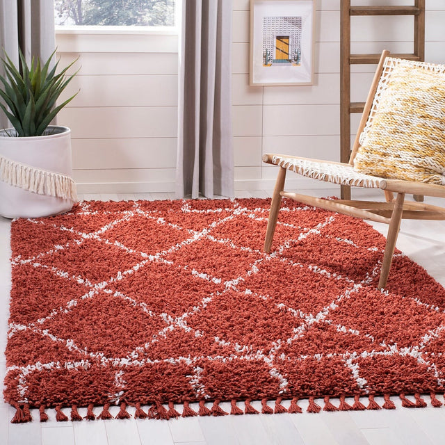 Safavieh Pro Lux Shag Plx433P Rust / Creme Rugs.