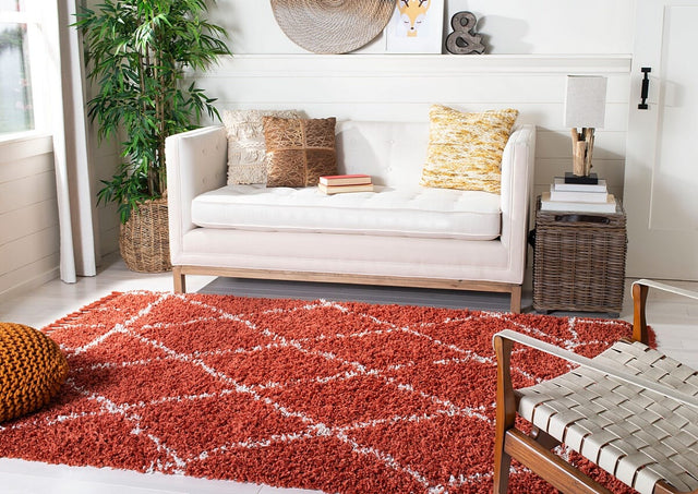 Safavieh Pro Lux Shag Plx433P Rust / Creme Rugs.