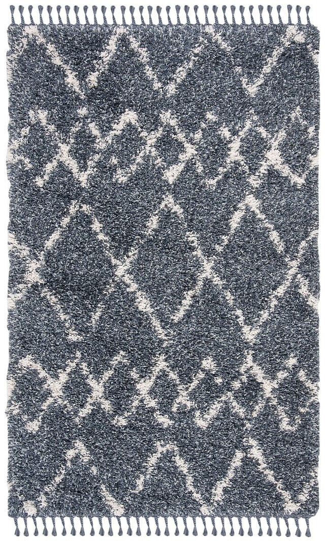 Safavieh Pro Lux Shag Plx434L Cream / Blue Moroccan Area Rug