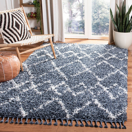 Safavieh Pro Lux Shag Plx434L Cream / Blue Rugs.