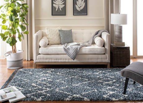 Safavieh Pro Lux Shag Plx434L Cream / Blue Rugs.