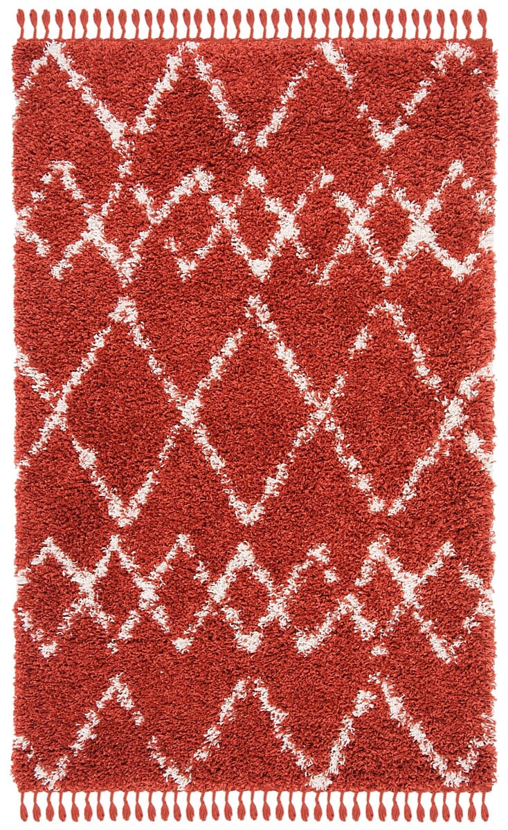 Safavieh Pro Lux Shag Plx434P Rust / Creme Moroccan Area Rug