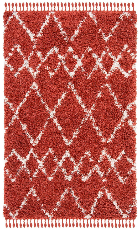 Safavieh Pro Lux Shag Plx434P Rust / Creme Moroccan Area Rug