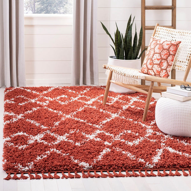 Safavieh Pro Lux Shag Plx434P Rust / Creme Rugs.