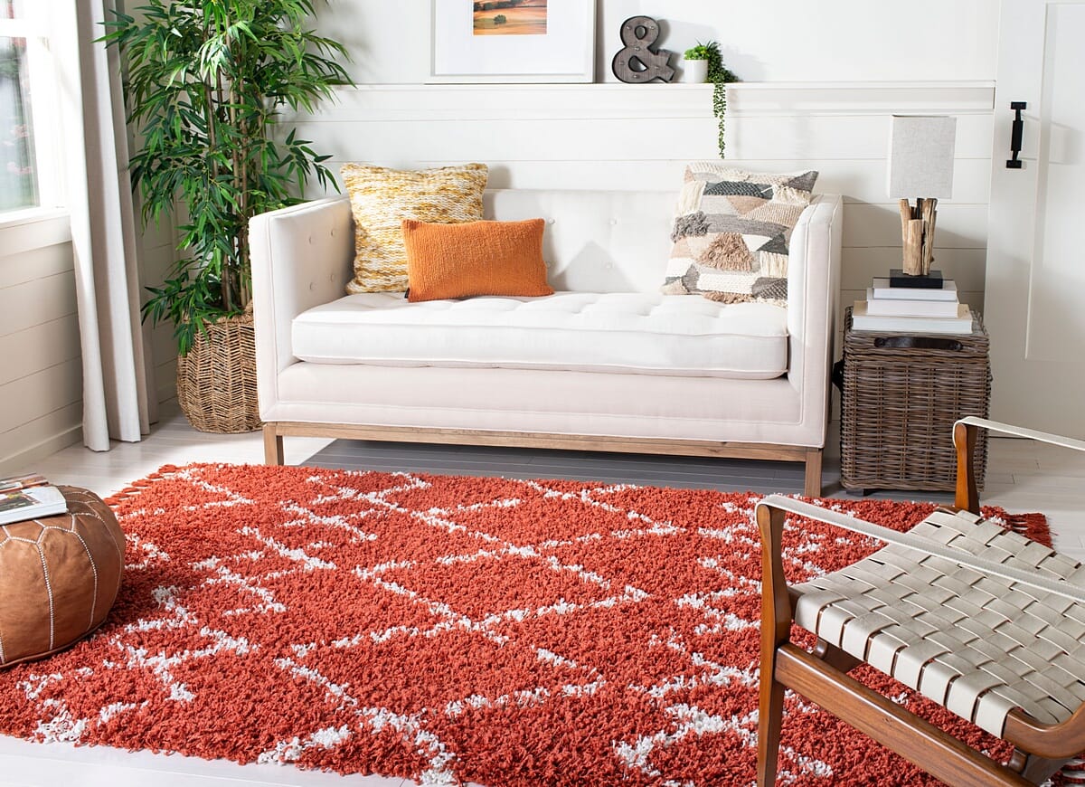 Safavieh Pro Lux Shag Plx434P Rust / Creme Moroccan Area Rug