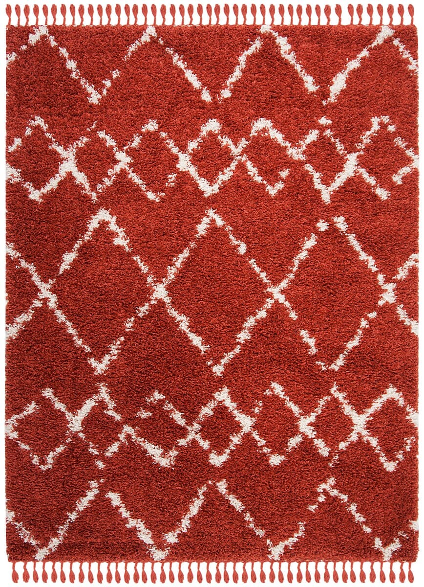 Safavieh Pro Lux Shag Plx434P Rust / Creme Moroccan Area Rug