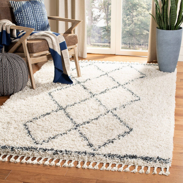 Safavieh Pro Lux Shag Plx435A Cream / Blue Rugs.