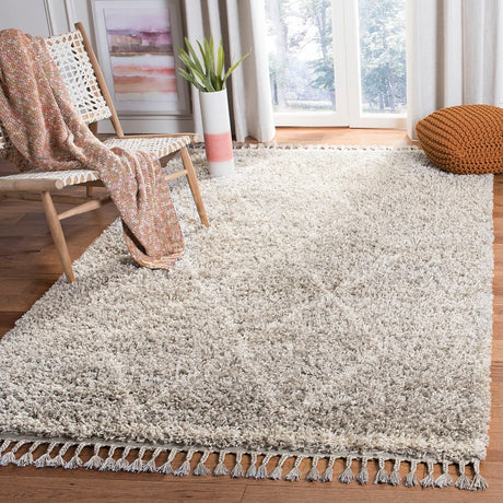 Safavieh Pro Lux Shag Plx435F Grey / Cream Rugs.