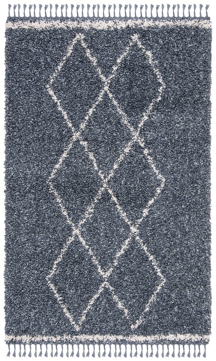 Safavieh Pro Lux Shag Plx435L Cream / Blue Moroccan Area Rug