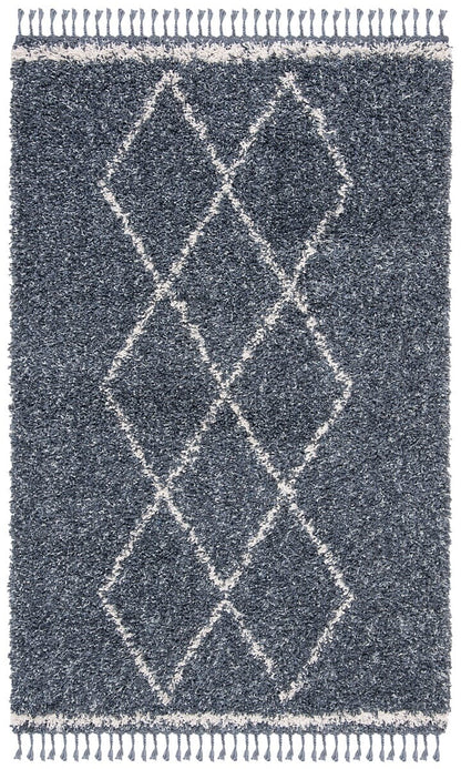 Safavieh Pro Lux Shag Plx435L Cream / Blue Moroccan Area Rug