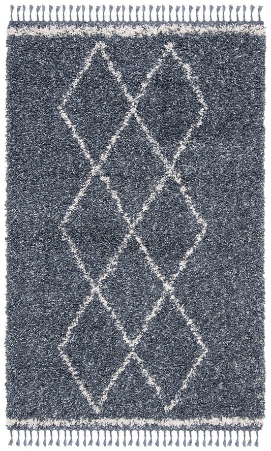 Safavieh Pro Lux Shag Plx435L Cream / Blue Moroccan Area Rug