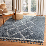 Safavieh Pro Lux Shag Plx435L Cream / Blue Rugs.