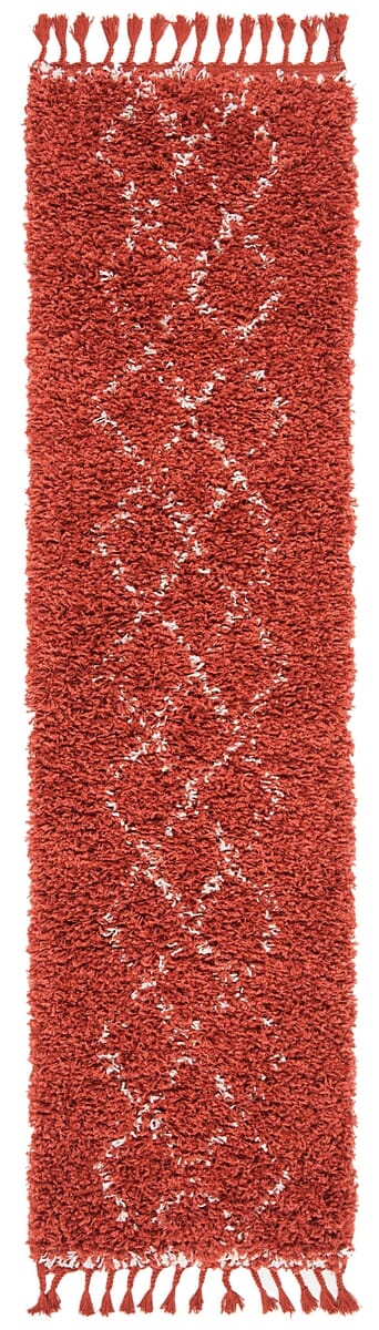 Safavieh Pro Lux Shag Plx435P Rust / Creme Moroccan Area Rug