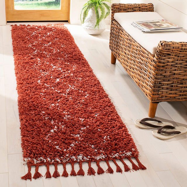 Safavieh Pro Lux Shag Plx435P Rust / Creme Moroccan Area Rug