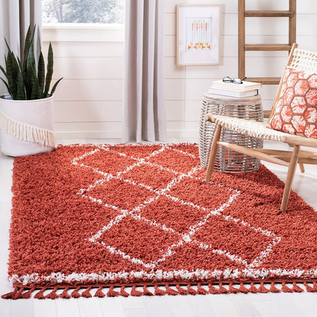 Safavieh Pro Lux Shag Plx435P Rust / Creme Rugs.