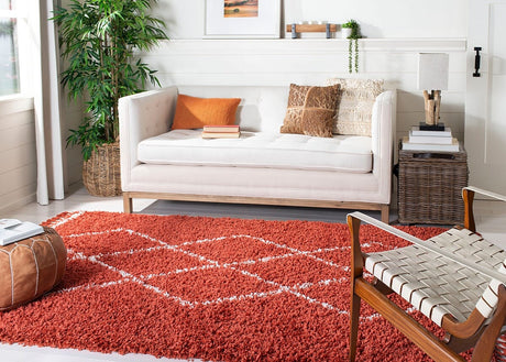 Safavieh Pro Lux Shag Plx435P Rust / Creme Rugs.
