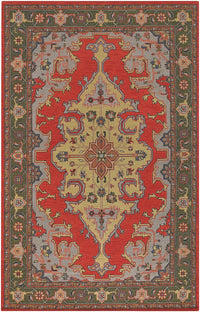 Chandra Pooja Poo406 Red / Brown / Green / Grey / Gold Area Rug