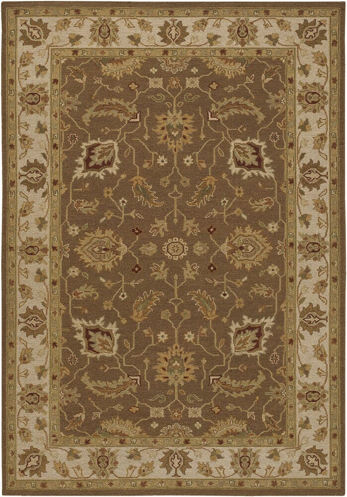 Chandra Pooja Poo430 Brown / Beige / Green / Tan / Burgundy Area Rug