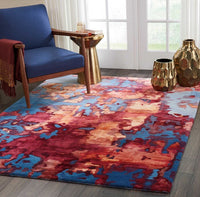Nourison Prismatic Prs13 Blue Flame Organic / Abstract Area Rug