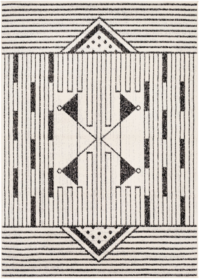 Surya Pisa Pss-2316 Black, Medium Gray, Ivory, Light Gray Rugs.