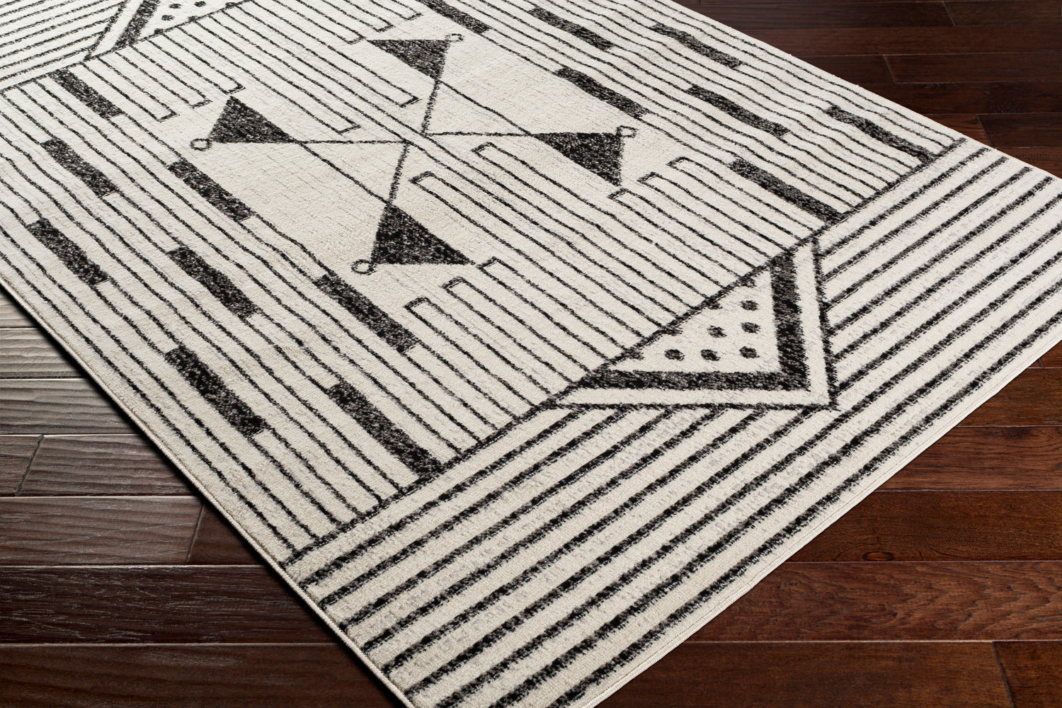 Surya Pisa Pss-2316 Black, Medium Gray, Ivory, Light Gray Rugs.