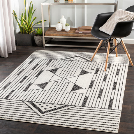 Surya Pisa Pss-2316 Black, Medium Gray, Ivory, Light Gray Rugs.