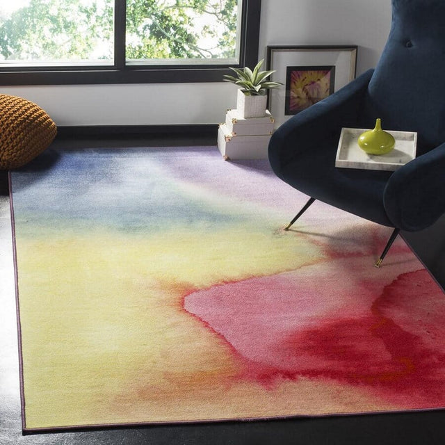 Safavieh Paint Brush Ptb118A Fuchsia / Yellow Organic / Abstract Area Rug