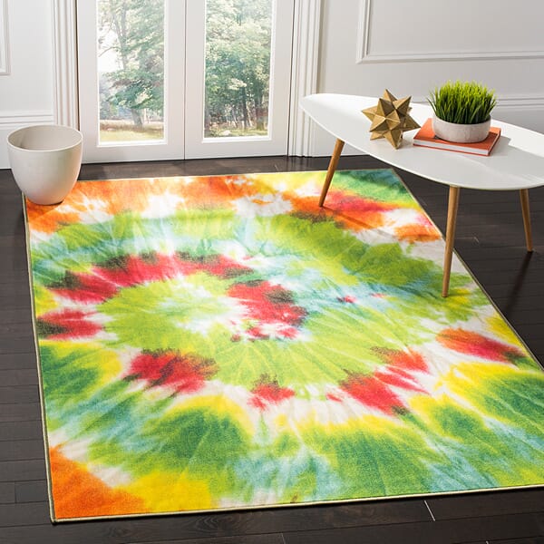 Safavieh Paint Brush Ptb125D Green / Orange Bohemian Area Rug