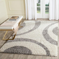 Safavieh Portofino Shag Pts213A Ivory / Grey Geometric Area Rug