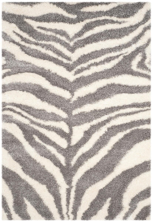 Safavieh Portofino Shag Pts215A Ivory / Grey Animal Prints /Images Area Rug