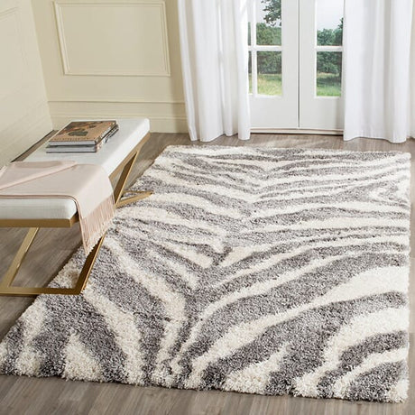 Safavieh Portofino Shag Pts215A Ivory / Grey Rugs.