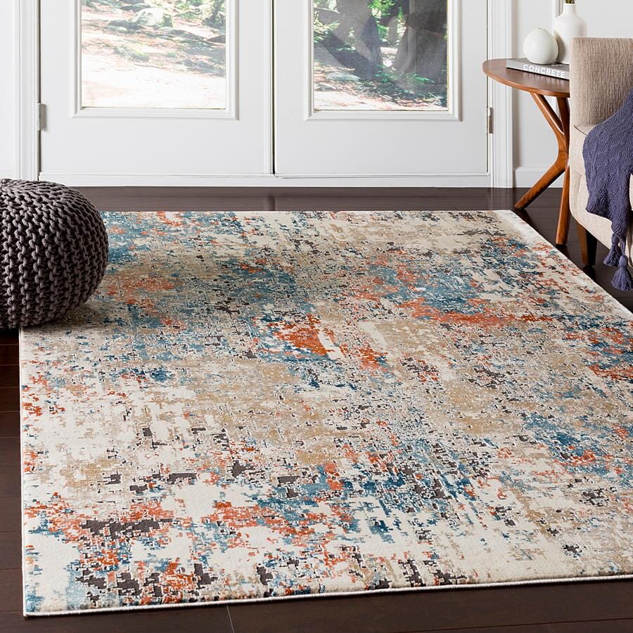 Surya Pune Pun-2302 Teal, Aqua, Beige, Taupe Rugs.