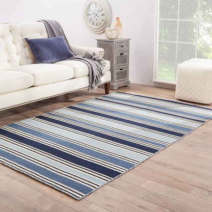 Jaipur Pura Vida Salada Pv31 Vanilla Ice / Dark Denim Striped Area Rug