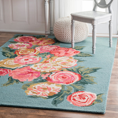 Nuloom Rose Bouquet Nro1393A Light Blue Area Rug