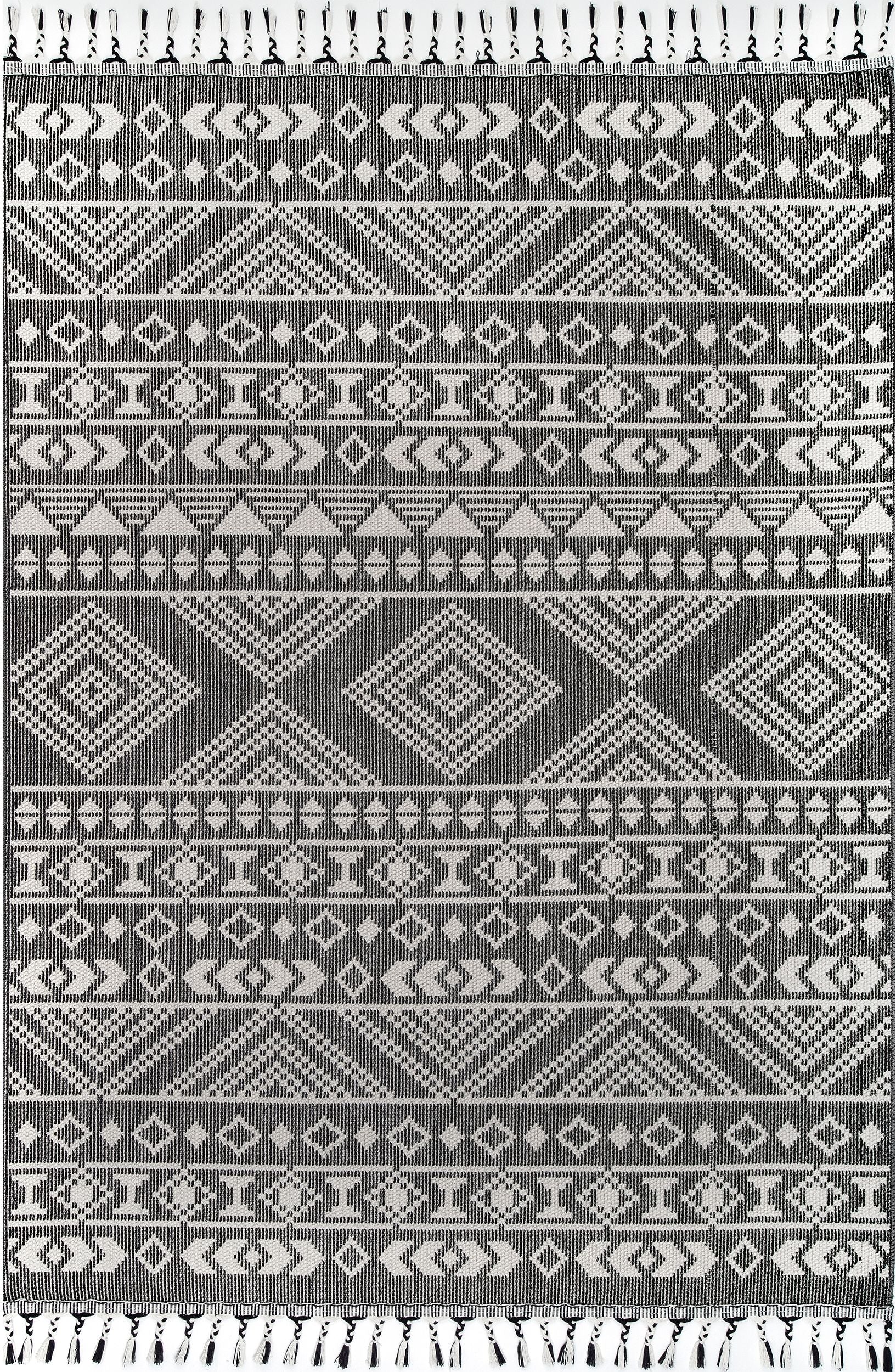 Nuloom Ryan Banded Tribal Printed Nry1834A Gray Area Rug