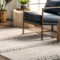 Nuloom Alea Band Nal1628A Ivory Area Rug