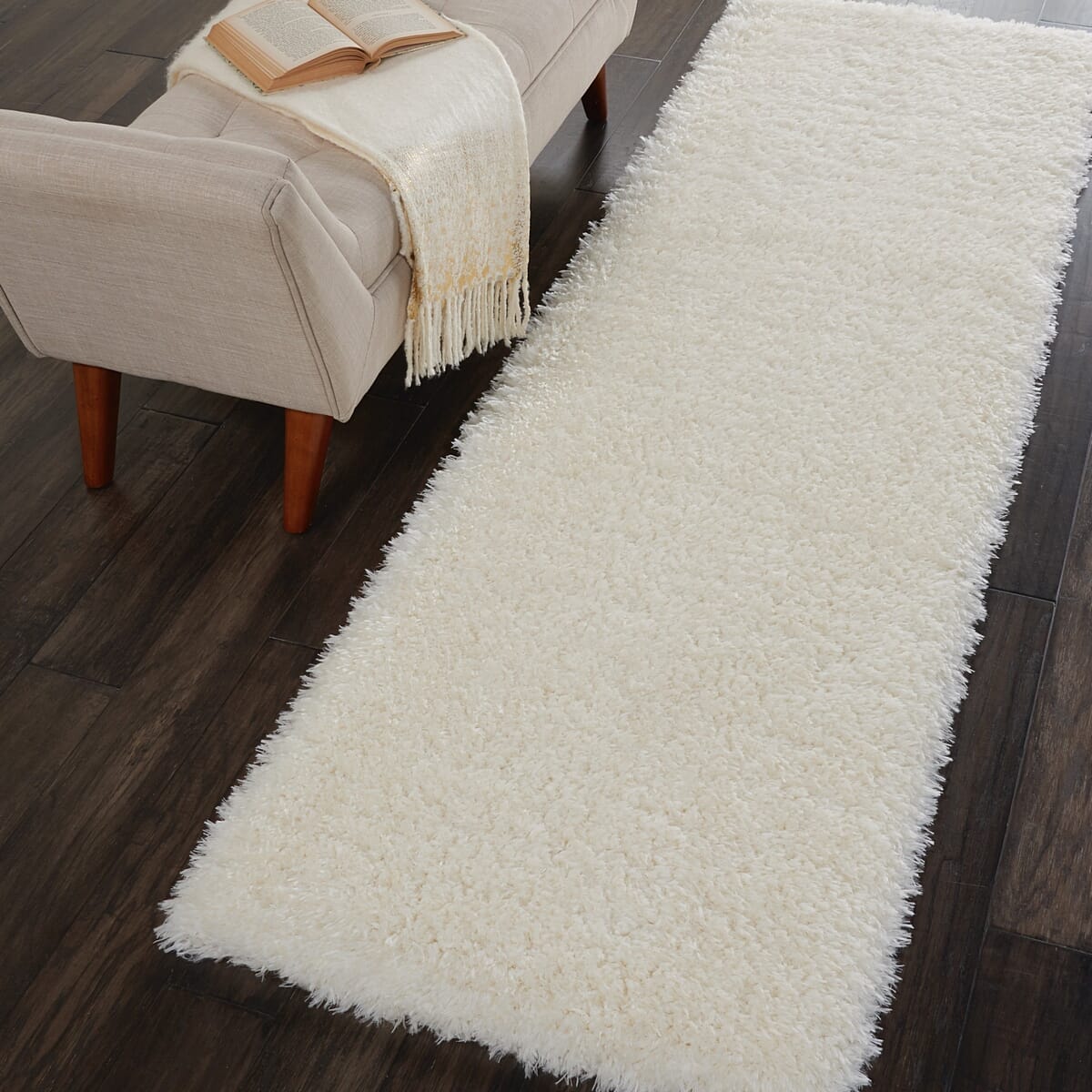 Nourison Luxe Shag Lxs01 White Shag Area Rug