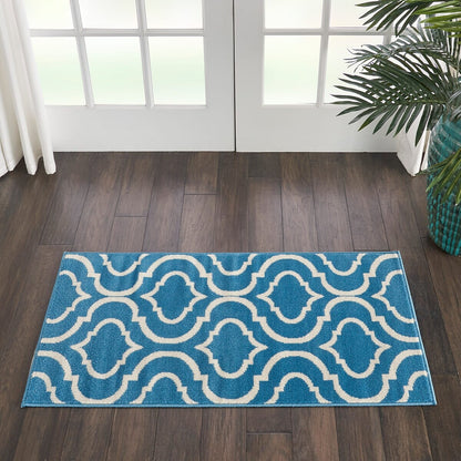 Nourison Jubilant Jub19 Blue Geometric Area Rug