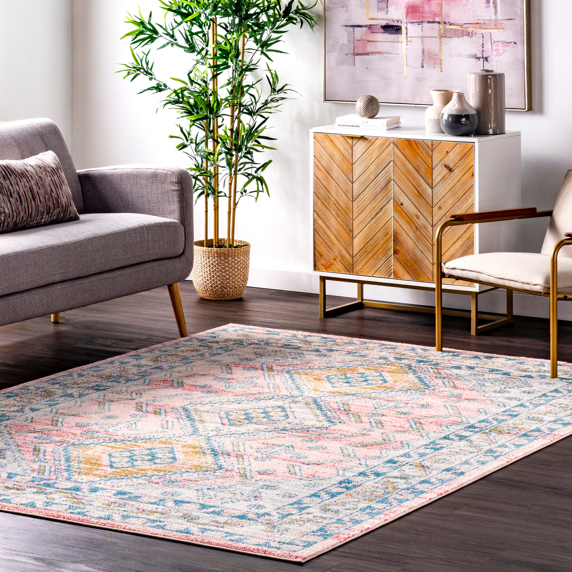 Nuloom Louise Tribal Nlo3112A Light Pink Area Rug