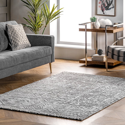 Nuloom Kaitlyn Tribal Motif Nka2079A Gray Area Rug