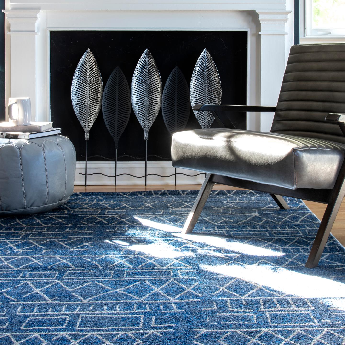 Nuloom Bexley Banded Tribal Nbe1452B Blue Area Rug