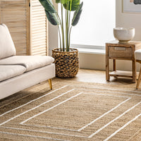 Nuloom Caile Raised Jute Nca3508A Ivory Area Rug