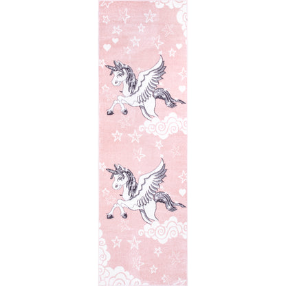 Nuloom Emmie Flying Unicorn Nursery Nem2561A Pink Area Rug